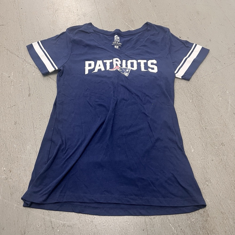 New England Patriots Women's Medium Navy‎ V-Neck Short Sleeve NFL Team Tee